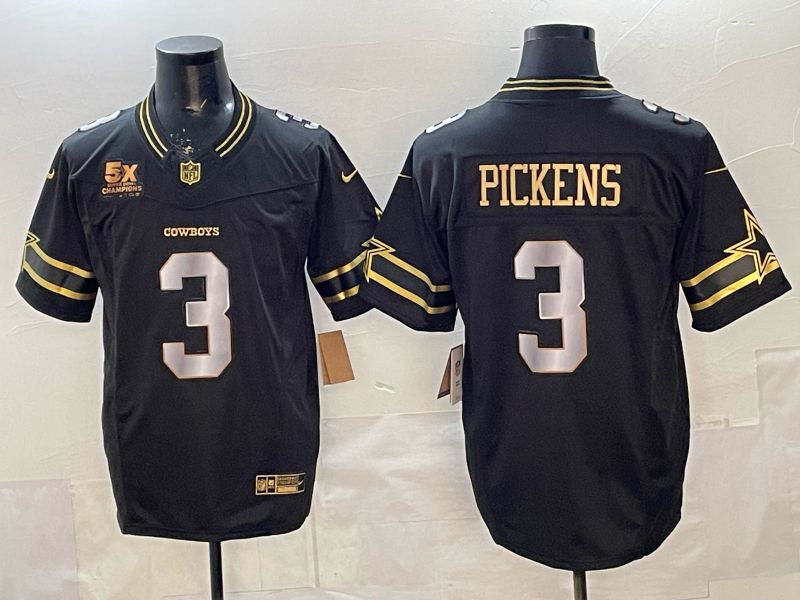 Men 2026 Dallas Cowboys #3 Pickens Black gold 6th generation Nike Limited NFL Jersey style 02->dallas cowboys->NFL Jersey